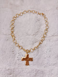 Chunky gold cross necklace